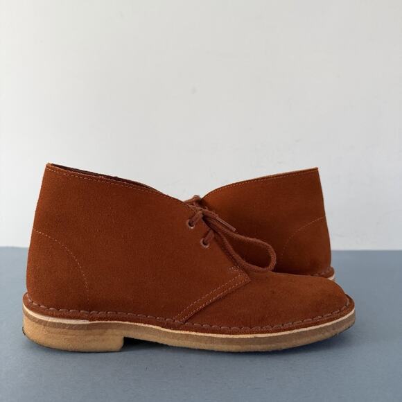 Clarks Originals Rust Brown Suede Lace Up Desert Boots - Picture 5 of 9